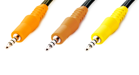 Audio adapters various colors on a white background