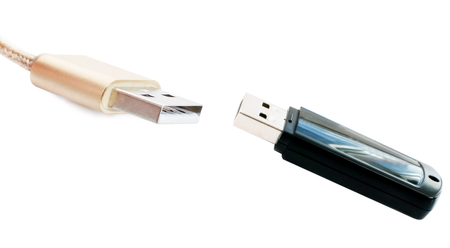 The adapter USB and flash memory card on a white background