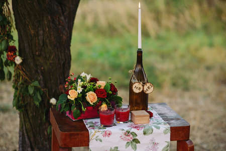 Wedding ceremony decor, table decorationの写真素材