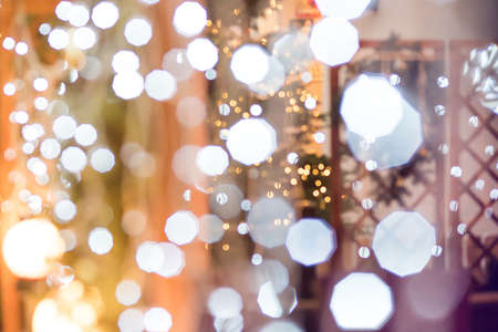 Christmas lights. Bokeh lights against a dark background.