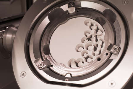 Dental milling made with modern equipment of a zirconia.の写真素材