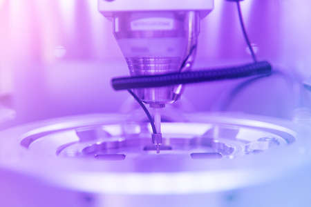 Cad cam milling machine in dental laboratory. Production of high esthetic dental crowns and...