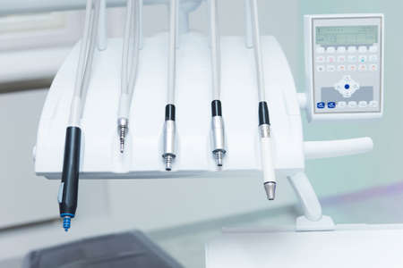 Dentist tools and equipment at dental office . Tools close-up.の写真素材