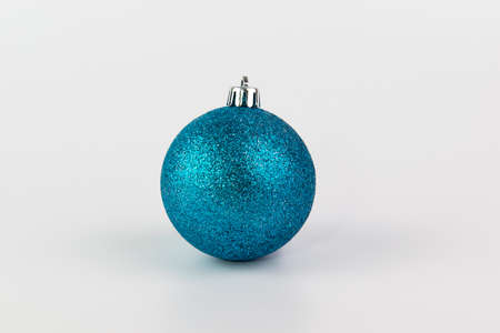 Blue christmas ball isolated on white background.の写真素材