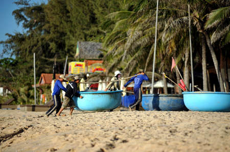 Mui Ne, Vietnam - November 15, 2014: Fishermen in Mui Ne. Vietnam.のeditorial素材