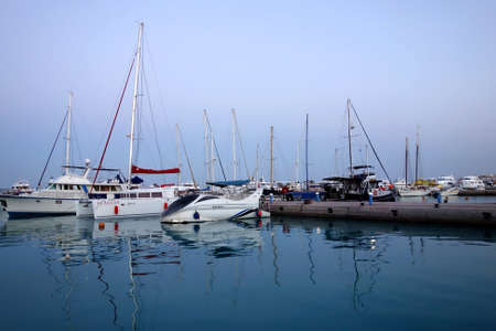 Beautiful architecture of Hurghada Marina at dusk in Egyptのeditorial素材