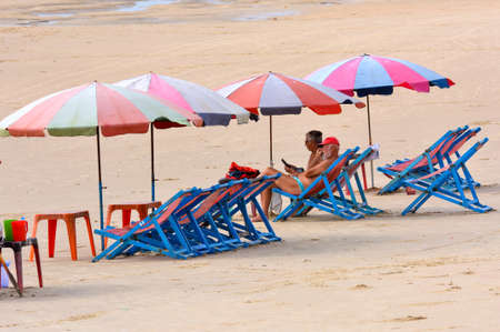 Vung Tau, Vietnam - January 29, 2018:Tourists are resting on the Back Beachのeditorial素材