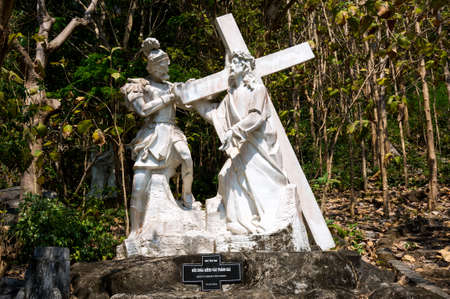 Vung Tau, Vietnam - January 26, 2018: Mount Nui Lon. Compositions that illustrate the way of Christ to Calvaryのeditorial素材
