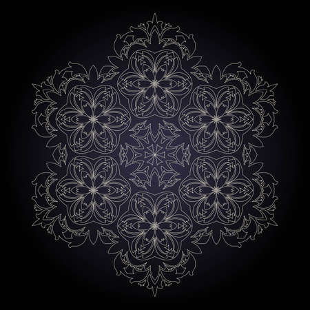 Snowflakes background. Used such fashionable colors: Jester Red, Pressed Rose, Sweet Corn. Vector illustration Flat design with abstract snowflakes isolated on red background.のイラスト素材