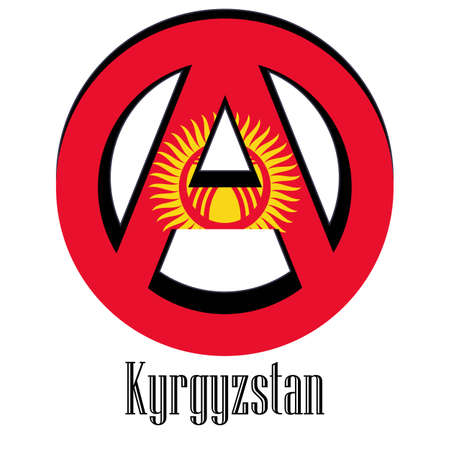 Flag of Kyrgyzstan of the world in the form of a sign of anarchy, which stands for freedom and equality of people.のイラスト素材
