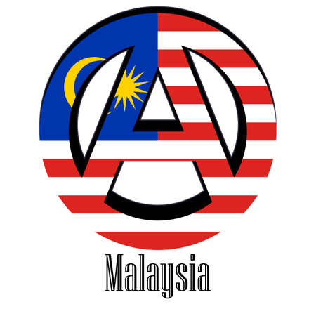 Flag of Malaysia of the world in the form of a sign of anarchy, which stands for freedom and equality of people.のイラスト素材