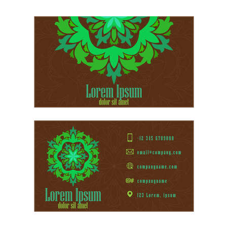 Green Visiting Card, Vector abstract creative business cards set templateのイラスト素材