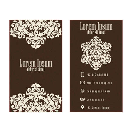 Brown Corporate business or visiting card, professional designer. Vector abstract creative business cards.のイラスト素材