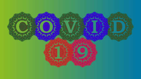 The name Covid-19, inserted into the ornament is multicolored.のイラスト素材