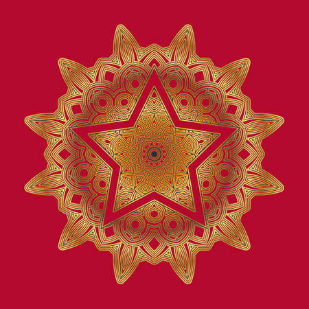 Signs inscribed in geometric mandala or arabesque.のイラスト素材