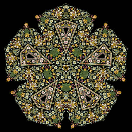 Abstract Flower Mandala. Decorative element for design. Vector illustration. Multicolor ornament in...