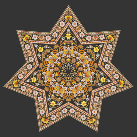 Abstract Flower Mandala. Decorative element for design. Vector illustration. Multicolor ornament in...