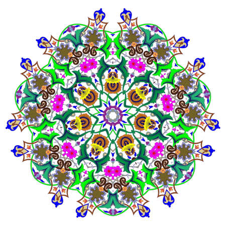 Abstract Flower Mandala. Decorative element for design. Vector illustration. Multicolor ornament in arabesque or mandala styleのイラスト素材