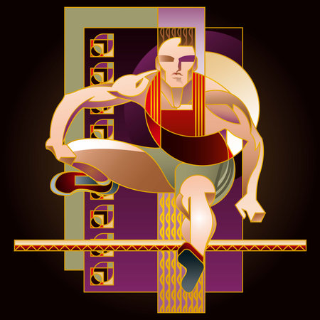 Sports posters, banners or flyers, creative illustrations of athletes, weightlifters, martial artists, swimmers and others. Made with colorful abstract designs.のイラスト素材