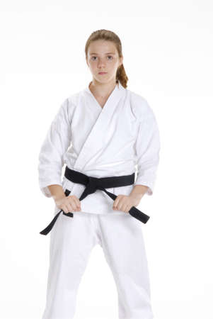 Young caucasian girl in  martial arts uniformの写真素材