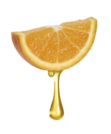 Orange drop on white backgroundの写真素材