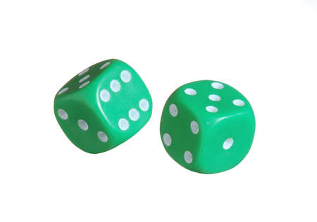 Green dice on white 