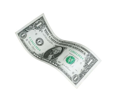 American one dollar note on white background