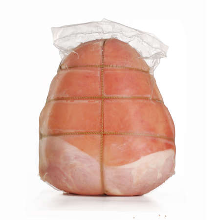 Prosciutto ham on white background の写真素材