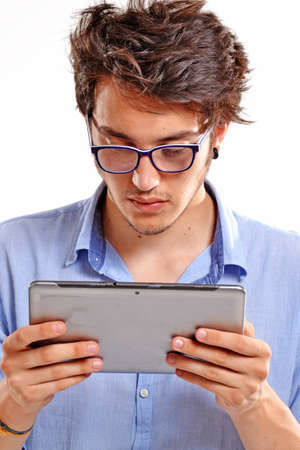 Man using a tablet computerの写真素材