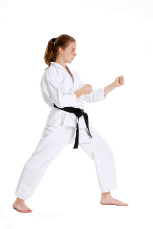 Martial arts girl portrait.karate girl portrait.Martial arts and karate kid portrait.の写真素材