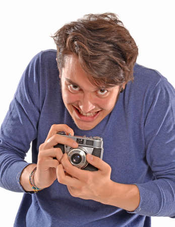 Paparazzi holding cameraの写真素材