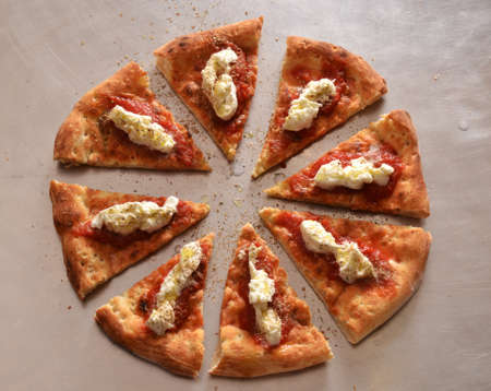 Slice pizza and mozzarella cheese