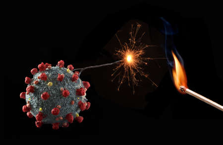 Blow up Coronavirus extinguish with an explossive.の写真素材