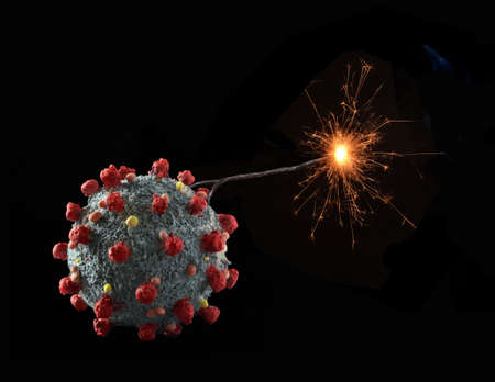 Blow up Coronavirus extinguish with an explossive.の写真素材