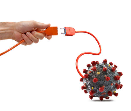 Virus molecule Plugin contagion infection concept idea on white background.
