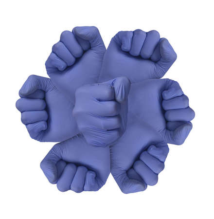 Antibody molecule represented by medic hands to protect against virus and bacteria.