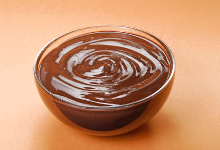 Chocolate pastry cream bowl detailの写真素材