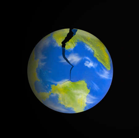 Planet earth globe broken damage on pollution concept.の写真素材