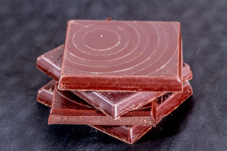 dark chocolate bars stackedの写真素材