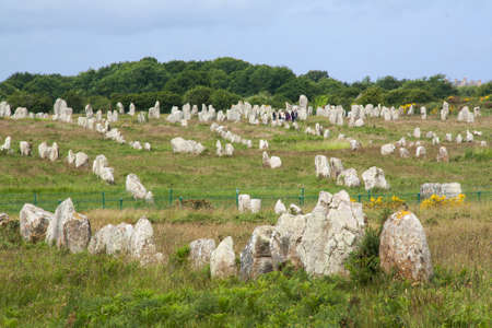 MÃ©nec prehistoric alignments in Carnac in the Morbihan in Brittany - Franceの写真素材