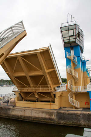 Lift Bridge at Arzal dam on the Vilaine Morbihan - Franceの写真素材