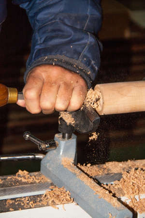 Working on a wood lathe