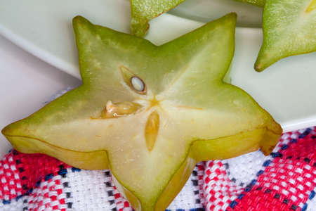 Slice of carambola fruitの写真素材