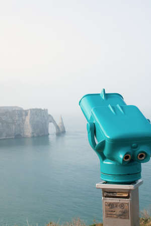 Spotting the face of the chalk cliffs of the Alabaster coast of Etretat in Normandy Seine Maritime - Franceの写真素材