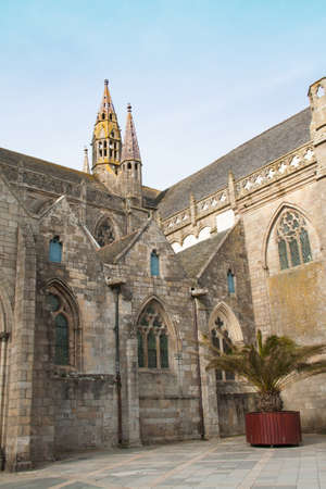 The Paul-AurÃ©lien Cathedral of St  Pol de LÃ©on in FinistÃ¨re in Brittany - Franceの写真素材