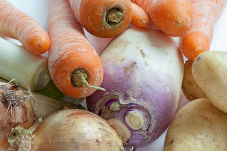 Vegetables for soup in a crateの写真素材