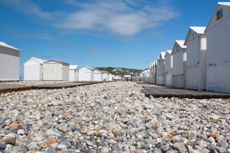 The cabins Mers les Bains, Picardie, Somme, Franceのeditorial素材