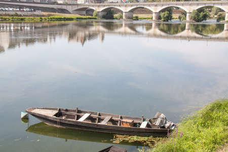 The Loire and the bridge of Amboise, Indre et Loire, Franceの写真素材