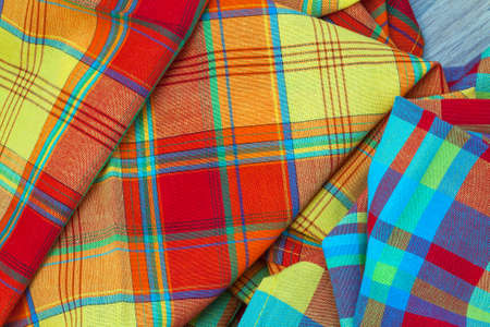Tablecloths madras tradition of West Indian islands in bulkの写真素材