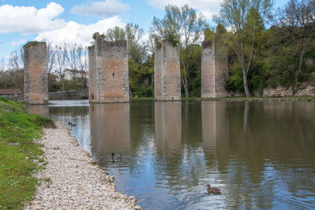 Ruins of the batteries of the old drawbridge, castles Lussac, Vienne, Poitou-Charentesの写真素材